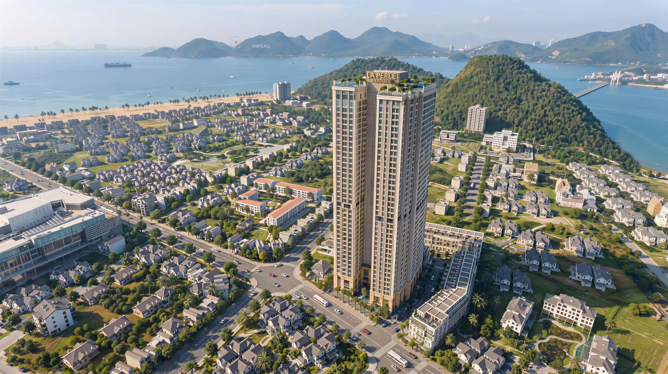 Phối cảnh ban ngày La Perle Heritage bên vịnh Nha Trang